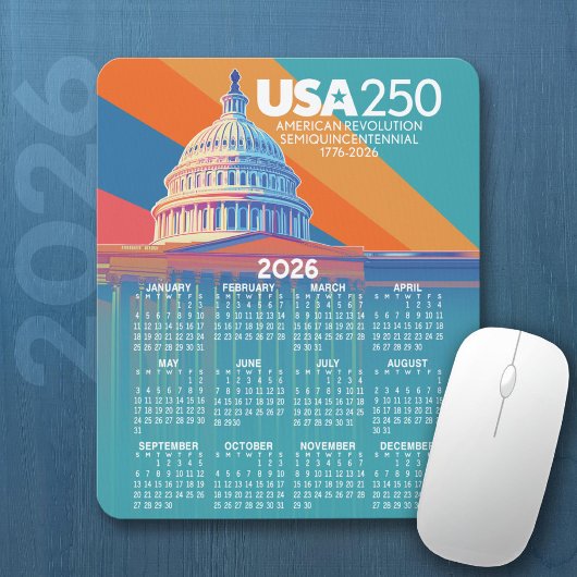 2026 Calendar with USA 250 Capital Dome America マウスパッド