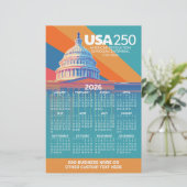 2026 Calendar with USA 250 Capital Dome America 便箋 (スタンド正面)