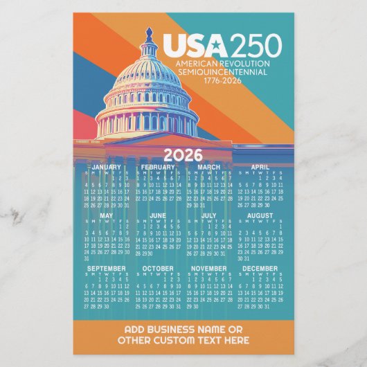 2026 Calendar with USA 250 Capital Dome America 便箋 (正面)