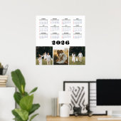 2026 Calendar with White Background  ポスター (ホームオフィス)