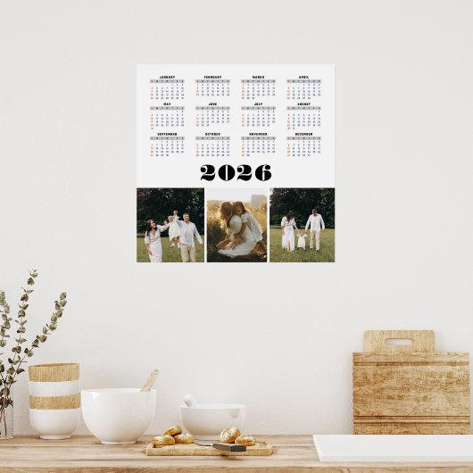 2026 Calendar with White Background  ポスター (キッチン)