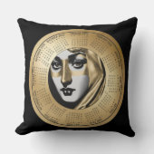  2026 Calendar Woman’s Face in Black and Gold クッション (正面)