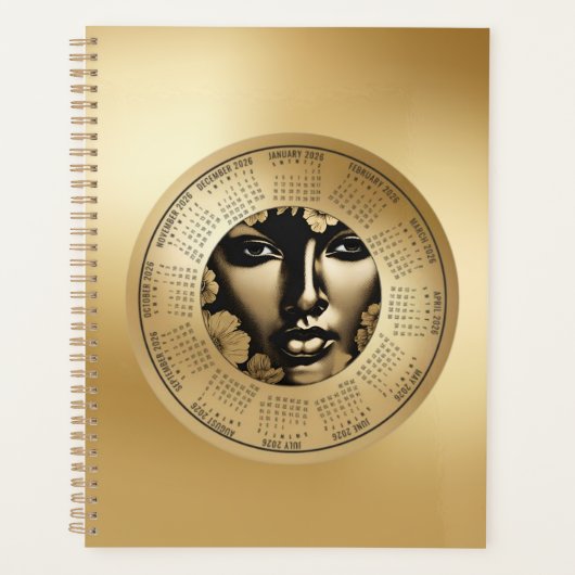 2026 Calendar Woman's Gold Face Planner プランナー手帳 (正面)