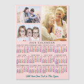 2026 Calendar Year Colorful Pink Custom 3 Photos マグネット招待状 (正面)