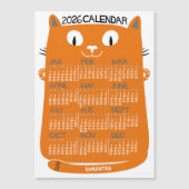 2026 Calendar Year Mid-Century Orange Cat Magnet (正面)