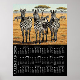 2026 Calendar, Zebras, African Safari, Africa ポスター