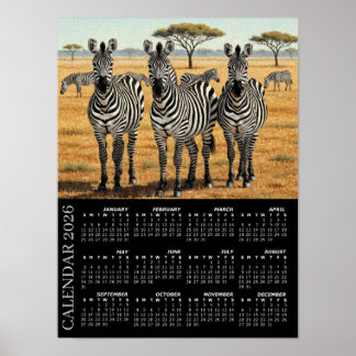 2026 Calendar, Zebras, African Safari, Africa ポスター