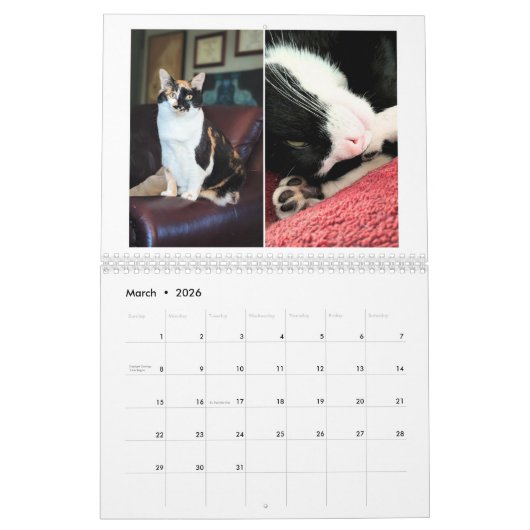 2026 Cat Calendar カレンダー (3月 2026)