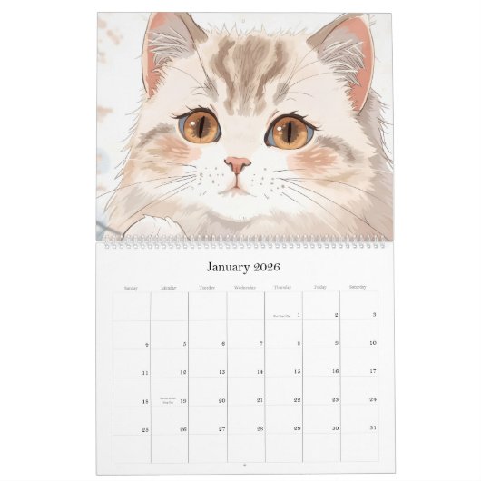 2026 Cat Lover Calendar カレンダー (1月 2026)