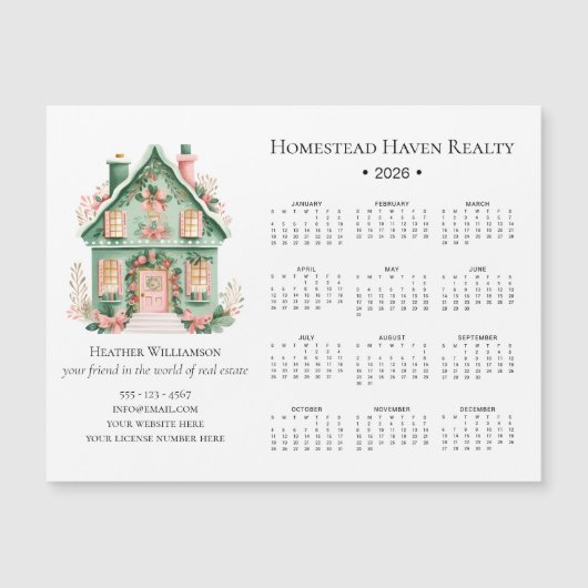 2026 Charming Real Estate Magnetic Calendar (正面)