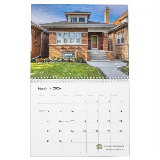 2026 Chicago Bungalow Association Calendar カレンダー (3月 2026)