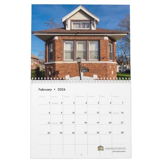2026 Chicago Bungalow Association Calendar カレンダー (2月 2026)