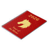 2026 Chinese Lunar New year of the Horse Red Gold ノートブック (左側)