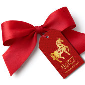 2026 Chinese New Year Horse  Red Gold  ギフトタグ