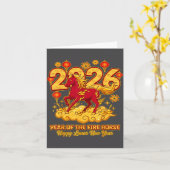 2026 Chinese New Year Of The Horse Lunar Zodiac  カード (黄色い花)