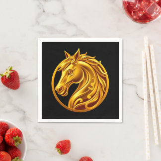 2026 Chinese New Years- Gold Horse スタンダードカクテルナプキン