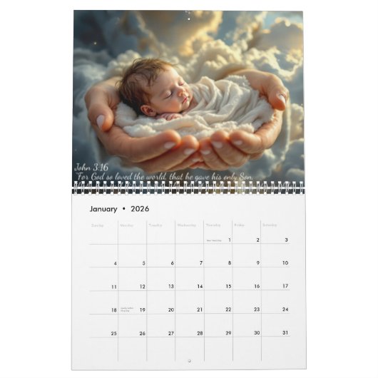 2026 Christian Themed Calendar カレンダー (1月 2026)
