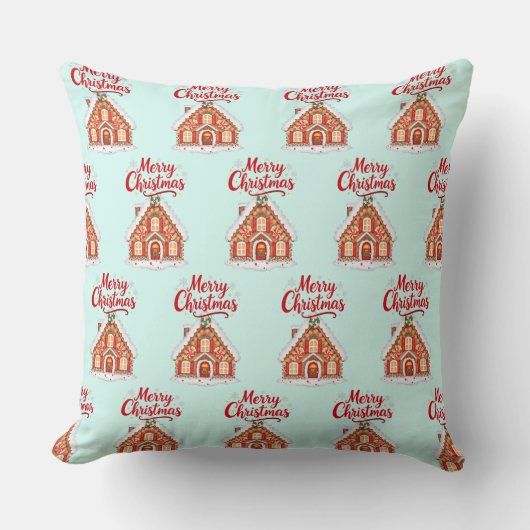 2026 Christmas House Throw Pillow 20x20 クッション (正面)