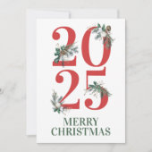 2026 Christmas Photo Card Classic Winter Greenery 招待状 (正面)
