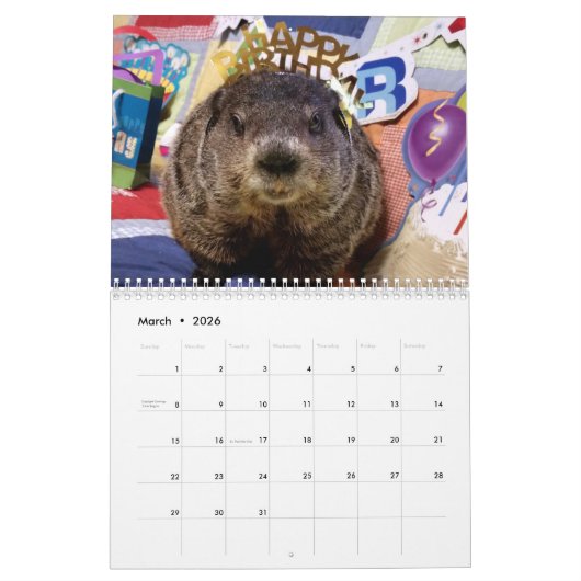 2026 Clara's Corner Groundhog Calendar G カレンダー (3月 2026)