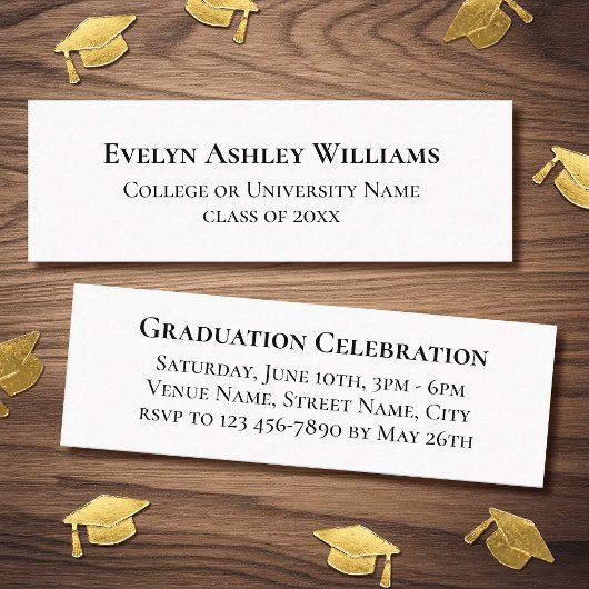 2026 Classic Graduation Invitation Insert Cards スキニー名刺