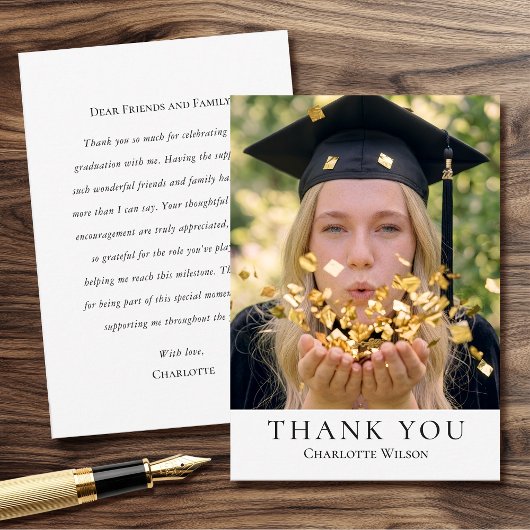 2026 Classic Graduation Thank You Card Photo サンキューカード