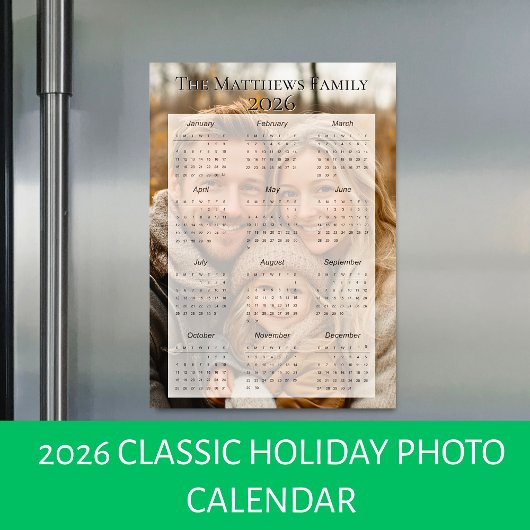 2026 Classic Holiday Photo Calendar