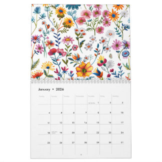 2026 Classic Wildflower Pattern Calendar カレンダー