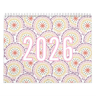2026 Colorful Pastel Pattern Illustration Calendar カレンダー