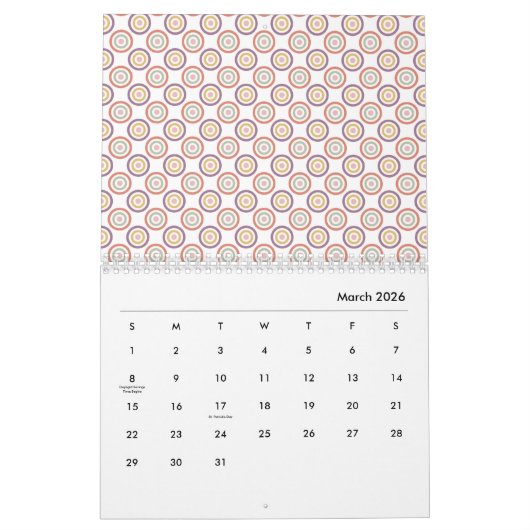 2026 Colorful Pastel Pattern Illustration Calendar カレンダー (3月 2026)
