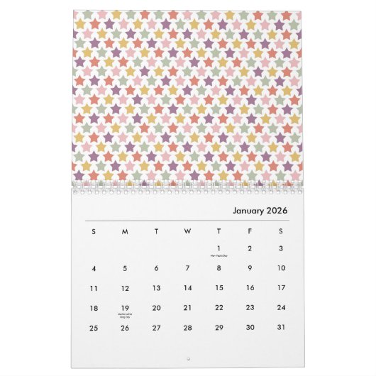 2026 Colorful Pastel Pattern Illustration Calendar カレンダー (1月 2026)