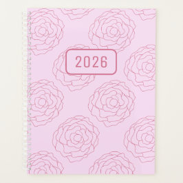 2026 Coming Up Roses: Dark Pink Roses on Pink プランナー手帳