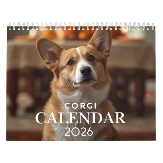 2026 Corgi Calendar – 12 Month Wall Calendar カレンダー (カバー)