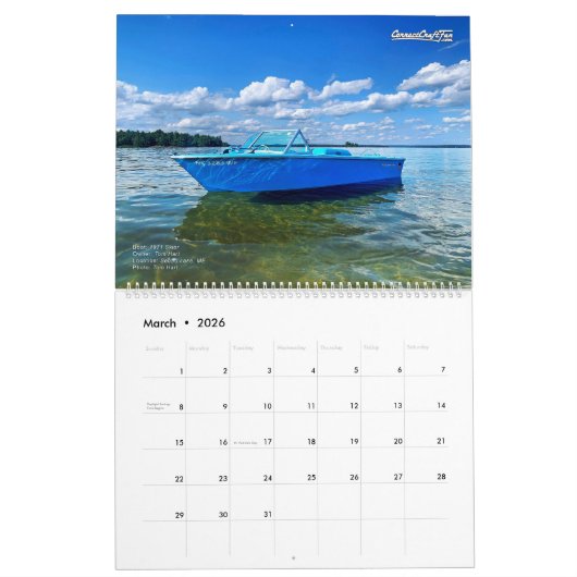 2026 CorrectCraftFan.com Annual Calendar カレンダー (3月 2026)