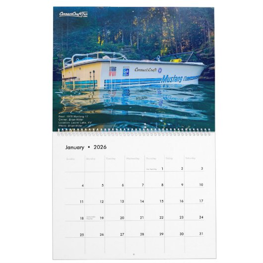 2026 CorrectCraftFan.com Annual Calendar カレンダー (1月 2026)