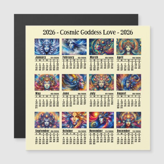 2026 Custom Cosmic Goddess Calendar Sunday start (正面/裏面)