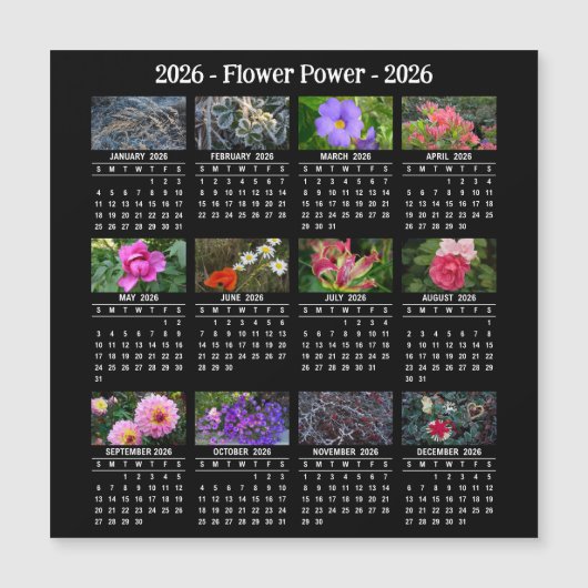 2026 Custom Flower magnetic black Calendar SU (正面)