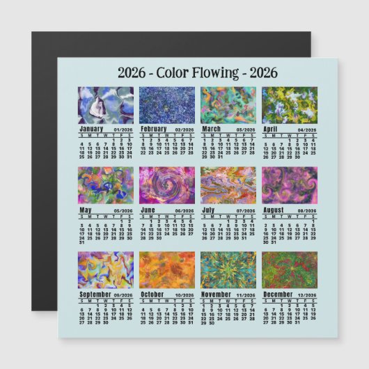 2026 Custom Flowing Colors Calendar Sunday start (正面/裏面)