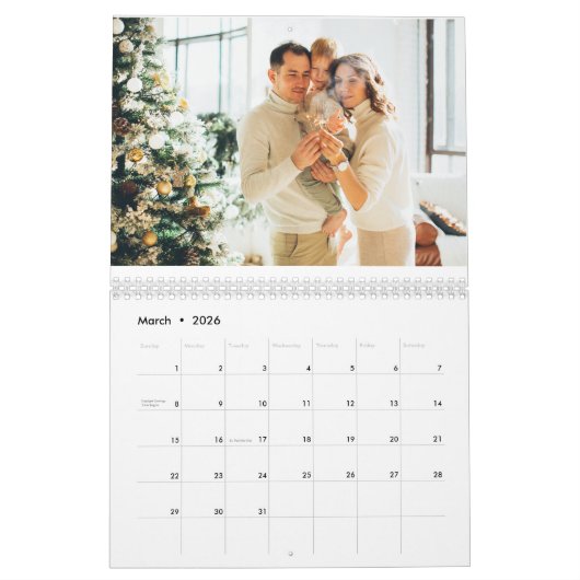 2026 Custom Photo Calendar | Editable Year Text カレンダー (3月 2026)