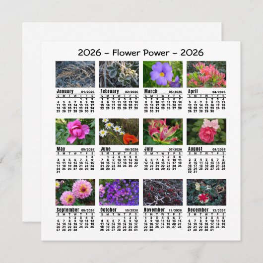 2026 Custom Photo Flower Calendar Sunday start  (正面/裏面)