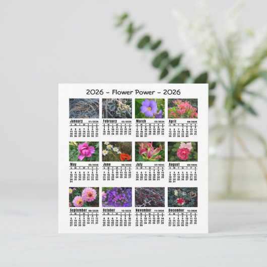 2026 Custom Photo Flower Calendar Sunday start  (スタンド正面)