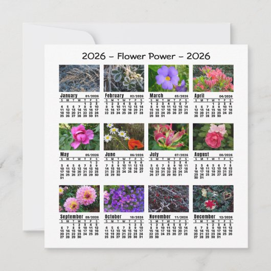 2026 Custom Photo Flower Calendar Sunday start  (正面)