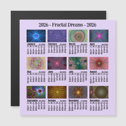 2026 Custom Photo Fractals Calendar Sunday start (正面/裏面)