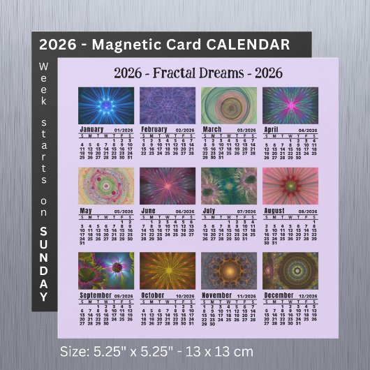 2026 Custom Photo Fractals Calendar Sunday start