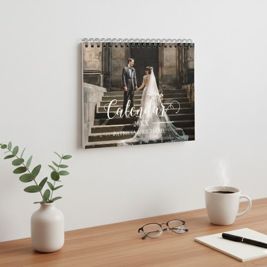 2026 Custom Wedding Photo Chic Script  カレンダー