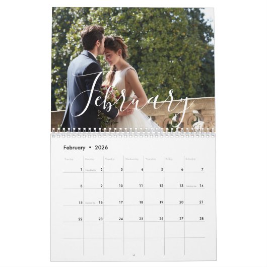 2026 Custom Wedding Photo Chic Script Calendar カレンダー (2月 2026)