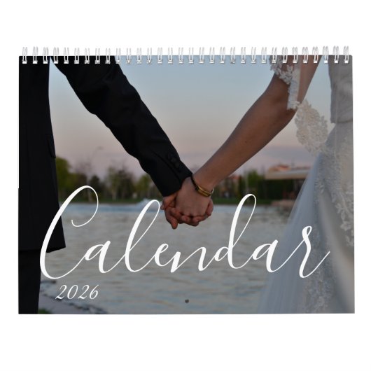 2026 Custom Wedding Photo Chic Script Calendar カレンダー (裏面)