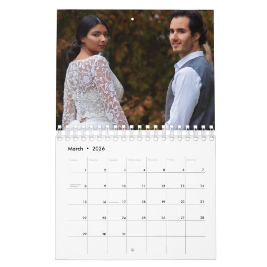 2026 Custom Wedding Photo Chic Script Calendar カレンダー (3月 2026)