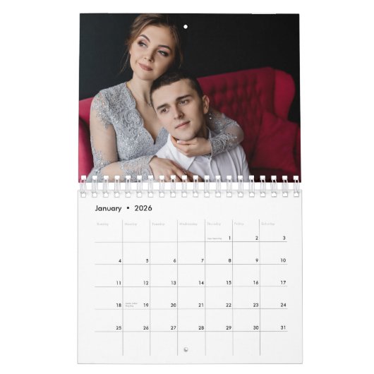 2026 Custom Wedding Photo Chic Script Calendar カレンダー (1月 2026)