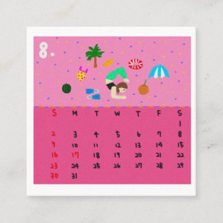 2026 Cute Cartoon Yoga Poses Calendar, Health  スクエア名刺